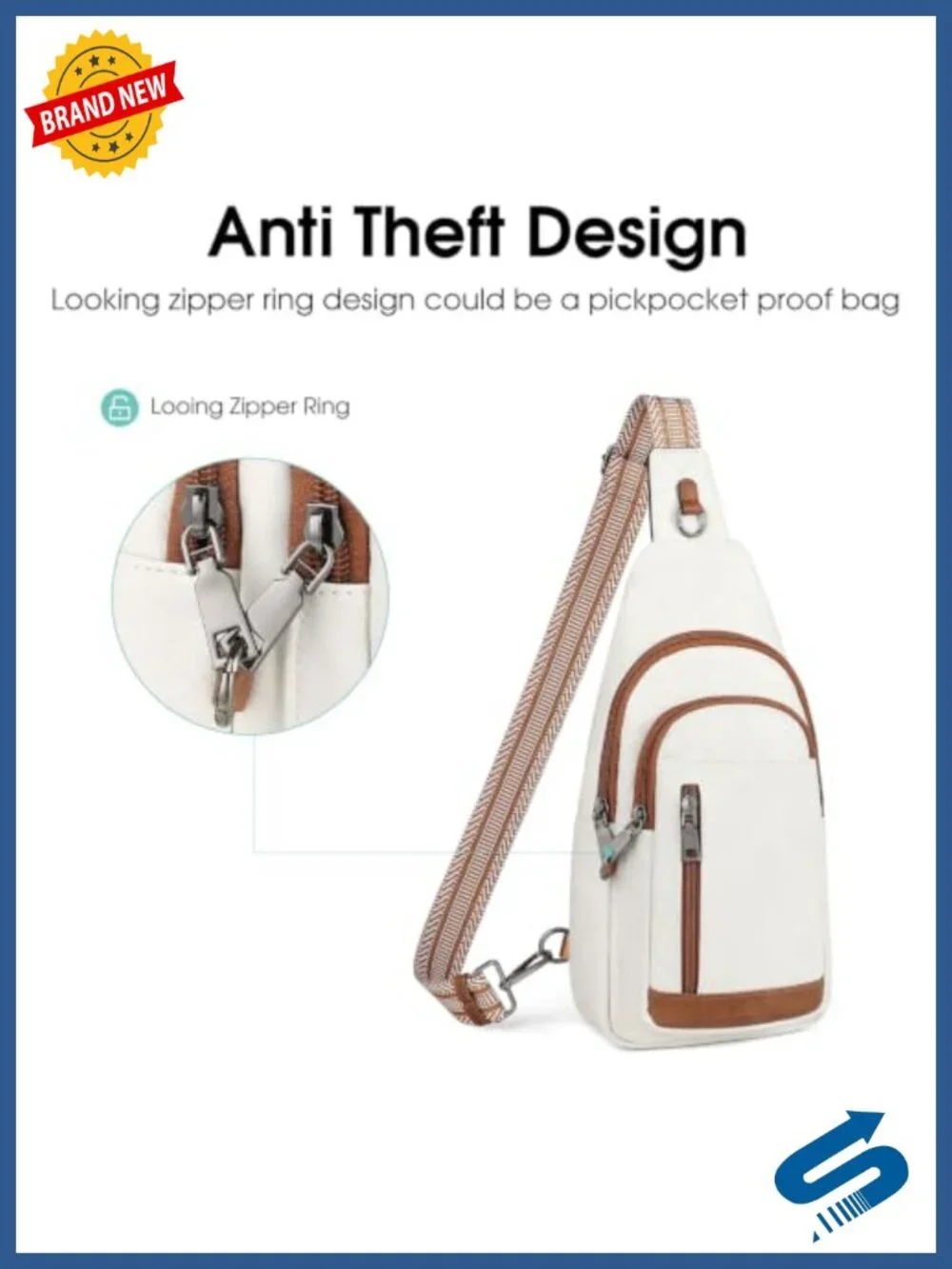 Women's Anti-Theft RFID Sling Crossbody Bag Faux Leather Backpack Purse